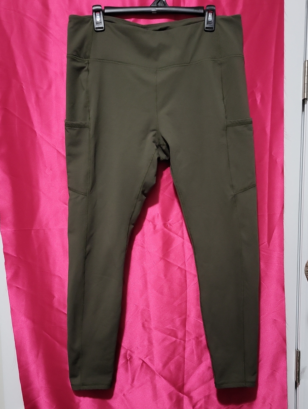Womens Army Green Yoga Leggings 2XL